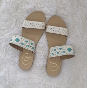 Jack Rogers White Slides Embroidered 7.5